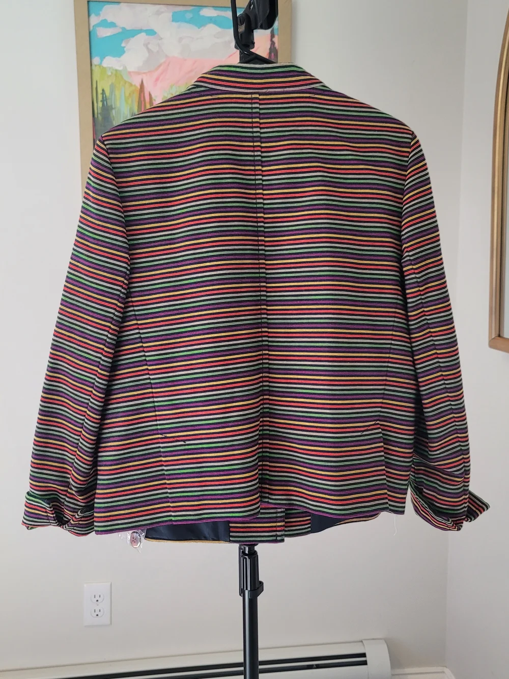 NWT TALBOTS Rainbow Stripe Blazer Mandarin Collar Women's Multicolor Size 16P